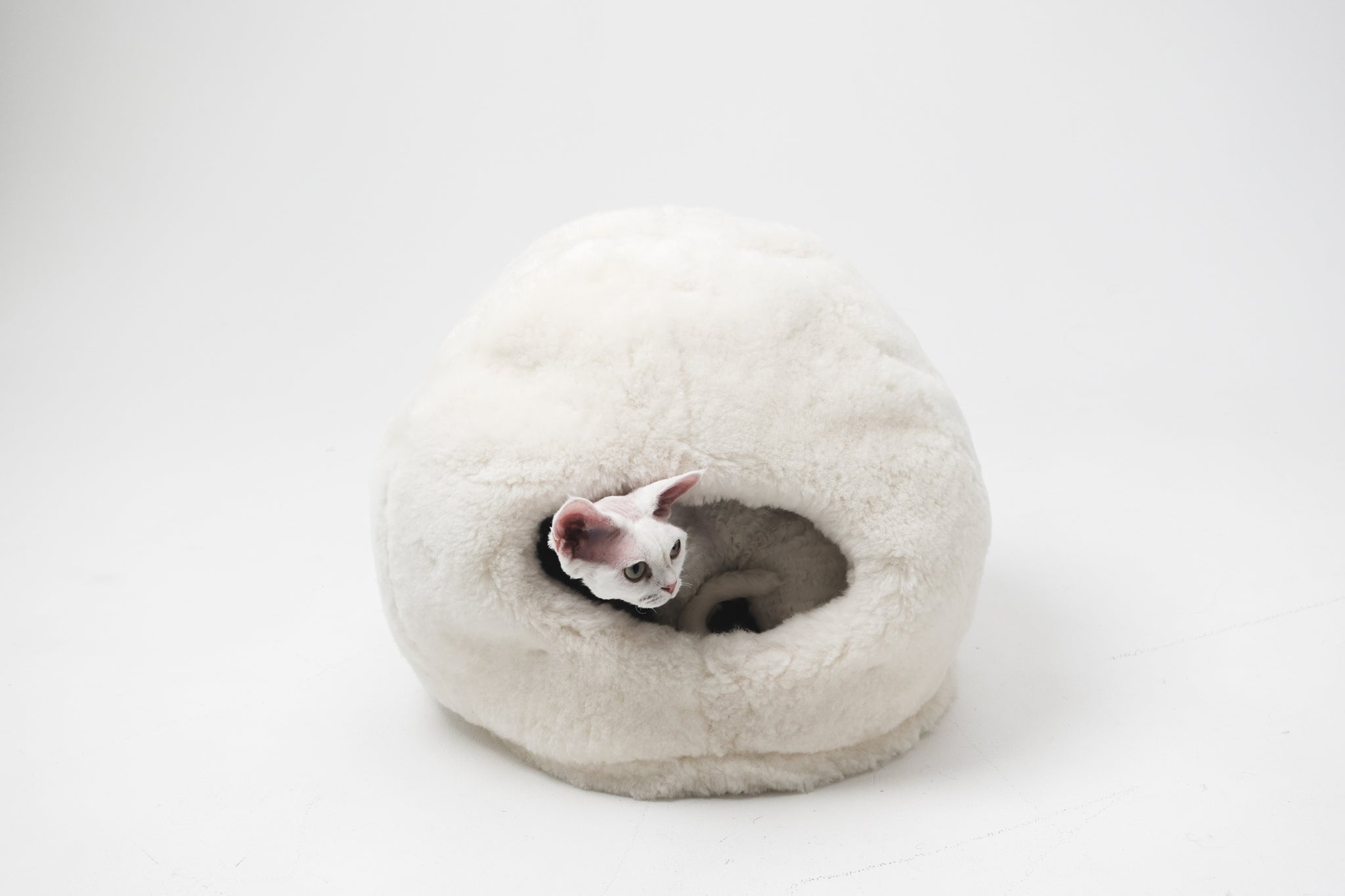 Nest Natural Sheepskin Pet Bed - White