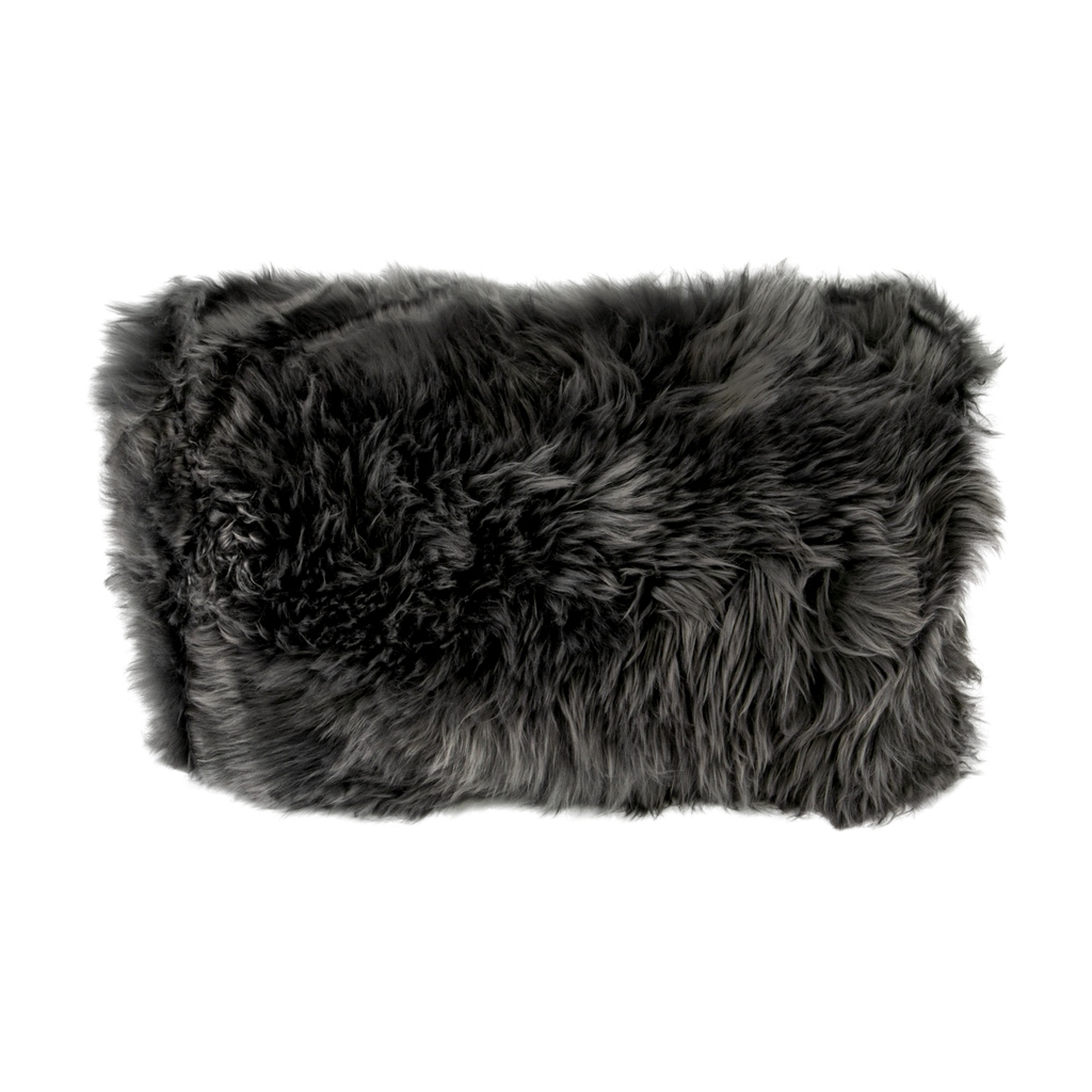 Grey Long Hair Sheepskin Cushion 30x50cm