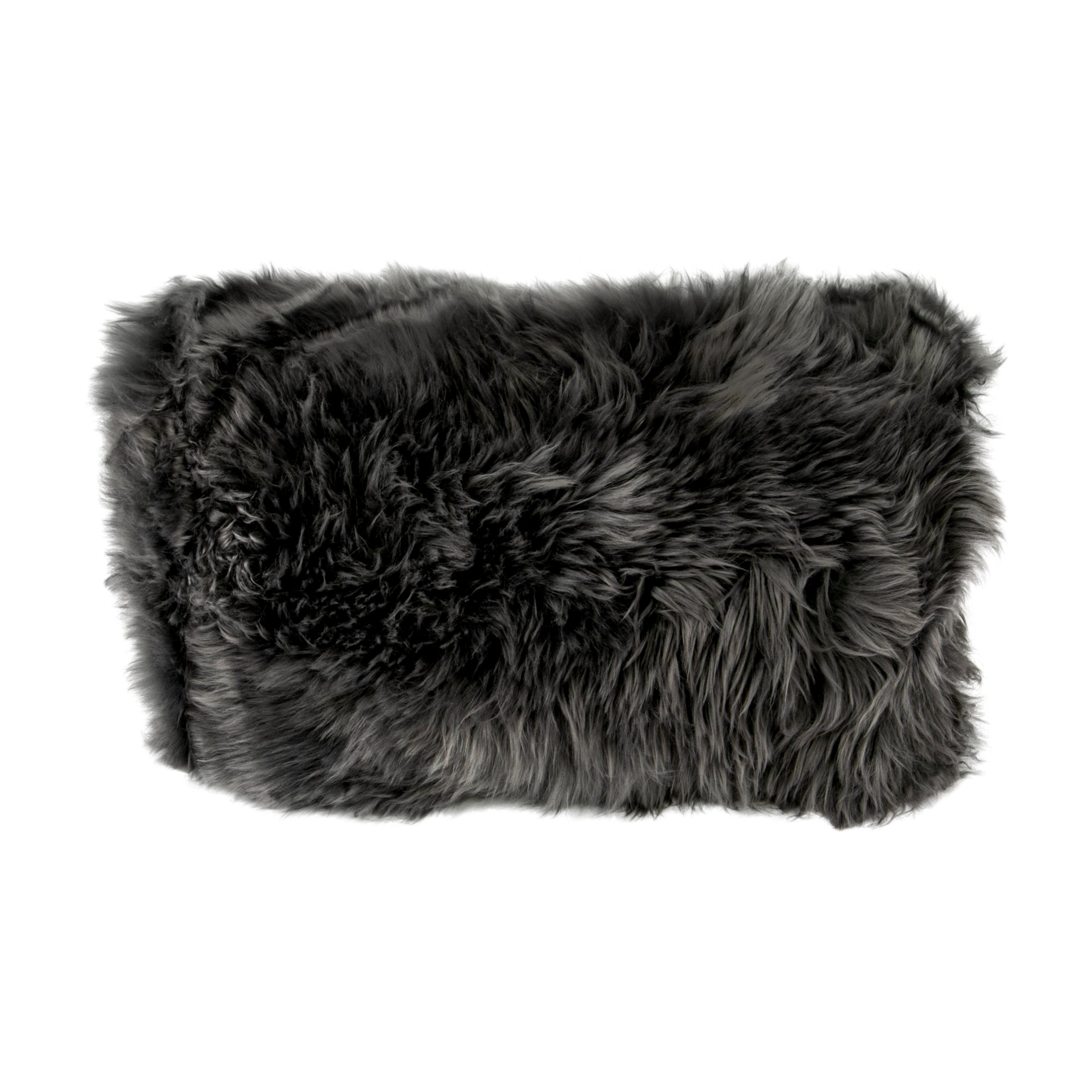 Grey Long Hair Sheepskin Cushion 30x50cm