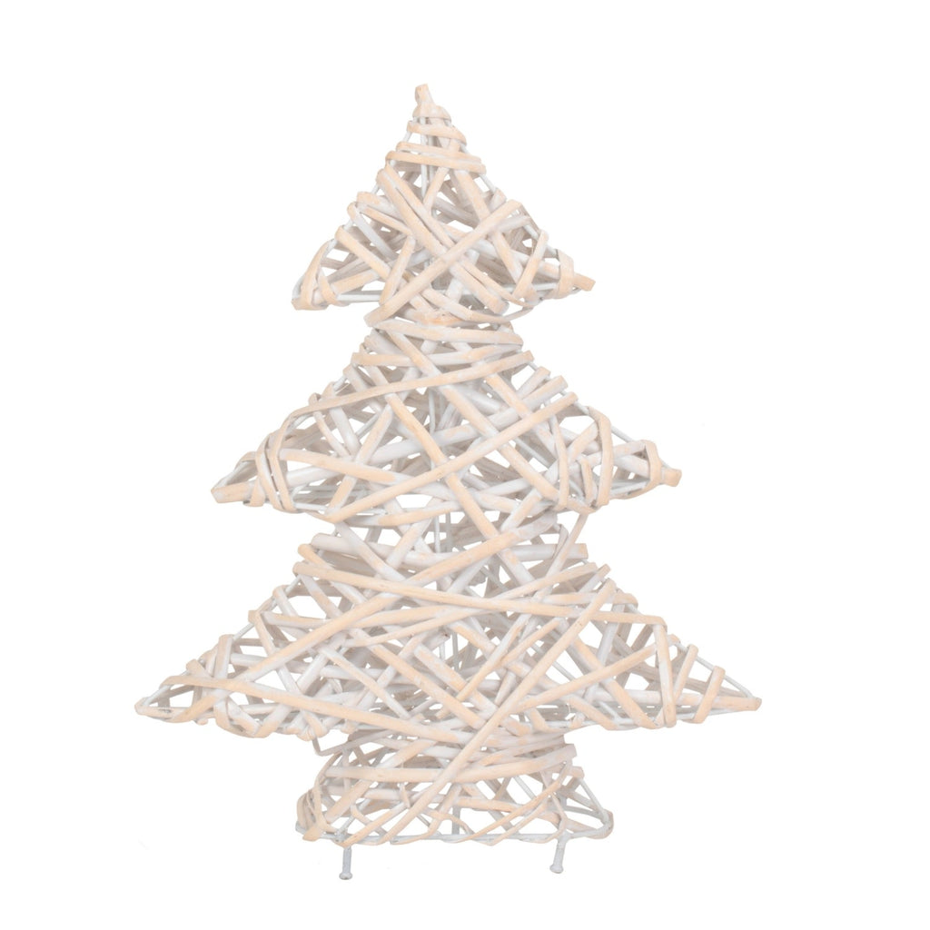 White Wash Wicker Christmas Tree Decoration