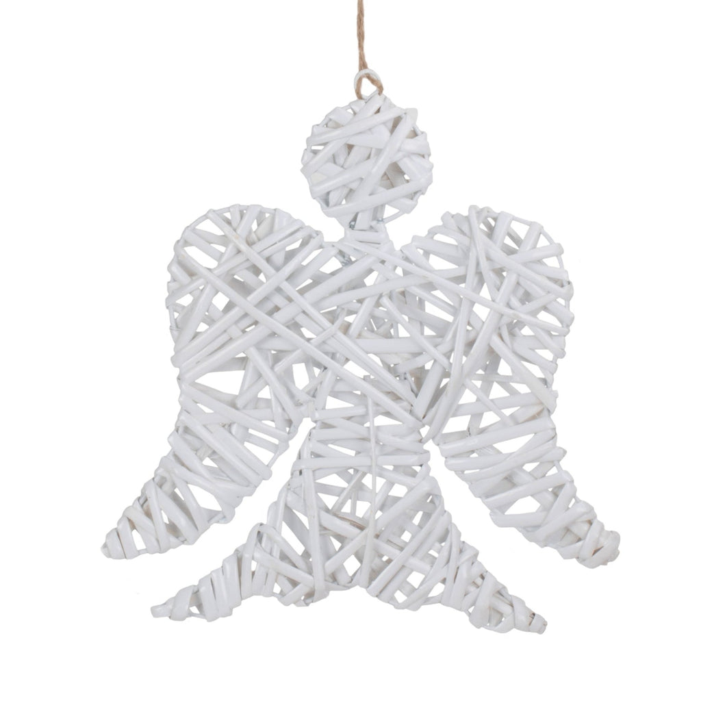 White Angel Wicker Hanging Christmas Decoration