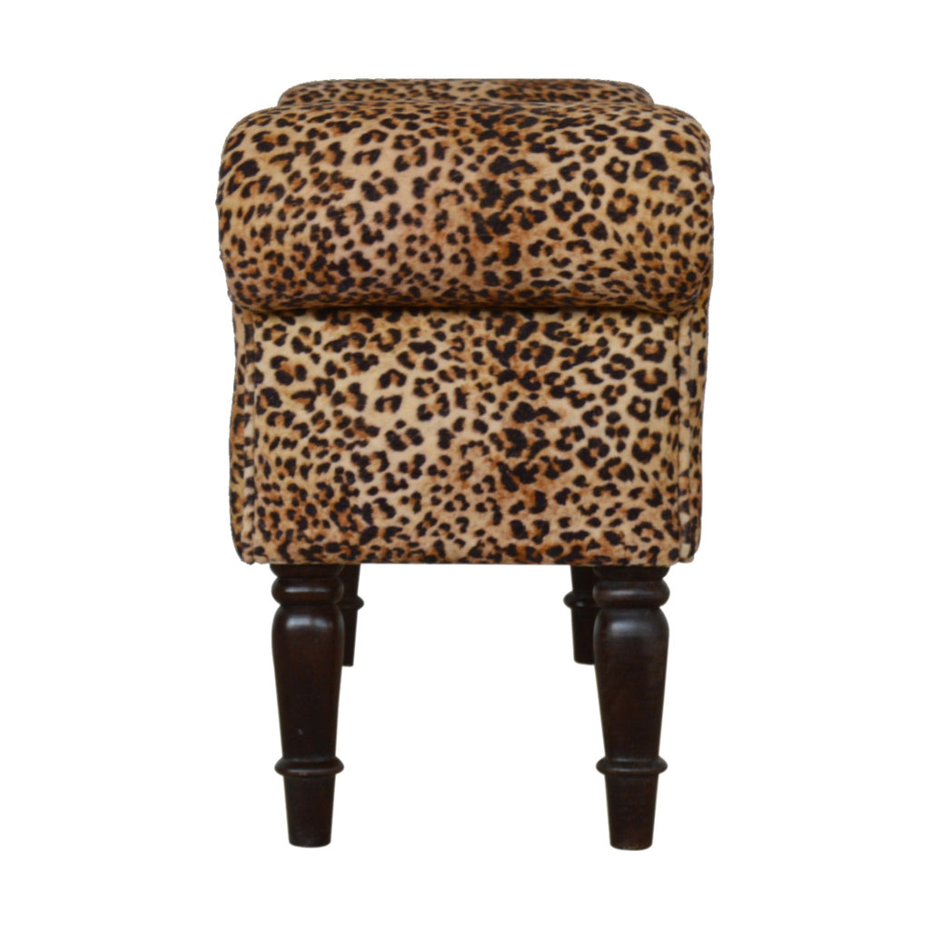 bulk Leopard Print Velvet Bench with Turned Feet for resale